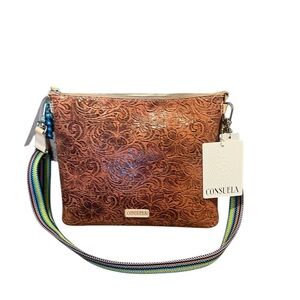 NWT Consuela Downtown Crossbody Bag Sally Tooled Leather Pockets